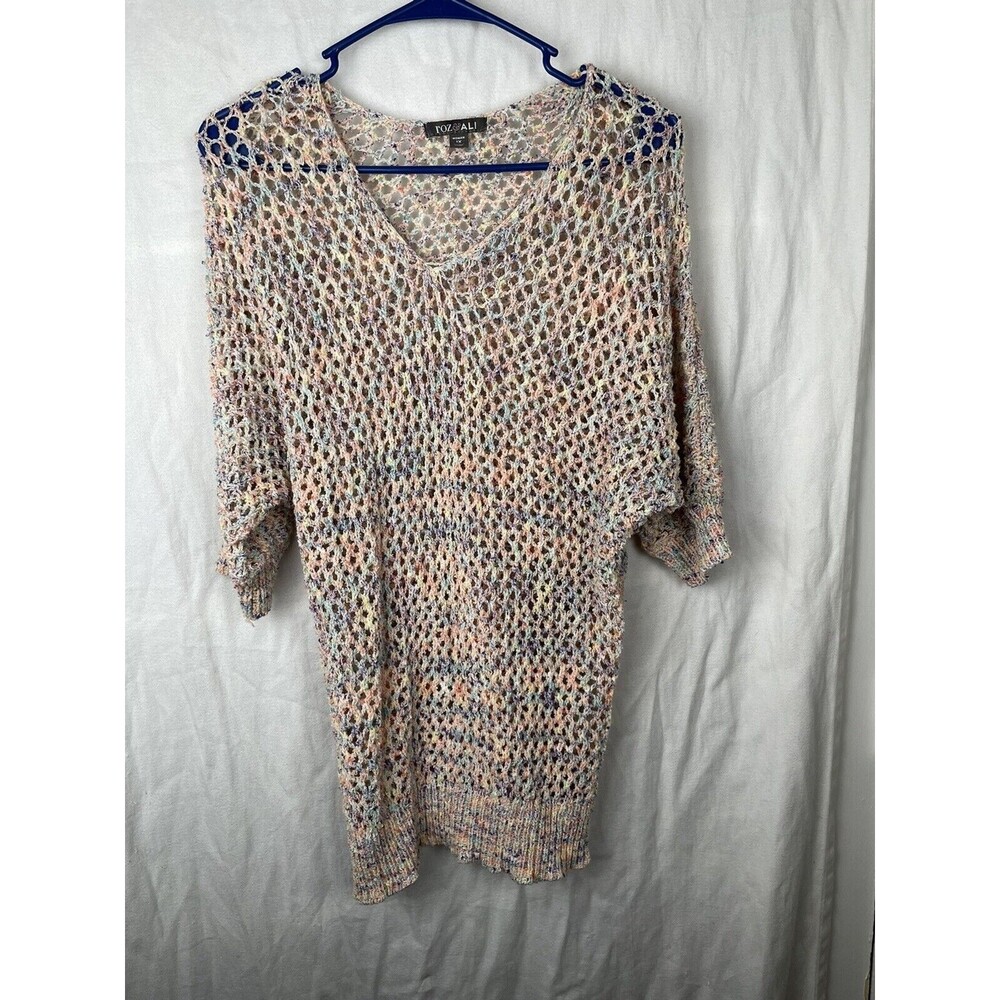 Roz & Ali 1x rn63264, crochet, cover up, multi colored, beach, vacation, cruise